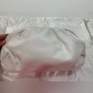 Genuine white leather clutch